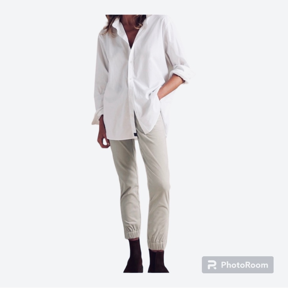 BANANA REPUBLIC Corduroy Utility Pant Gathered Zip Ankle Winter White Cream Sz 2